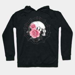 Pink Skull Rose Spider Web Gothic Design Hoodie